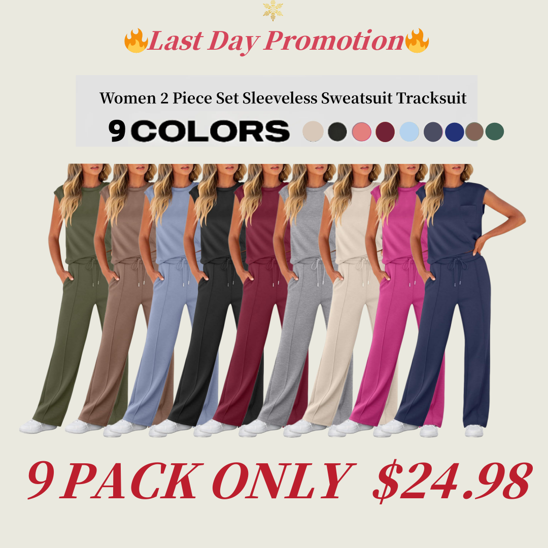 Women 2 Piece Set Sleeveless Sweatsuit Tracksuit