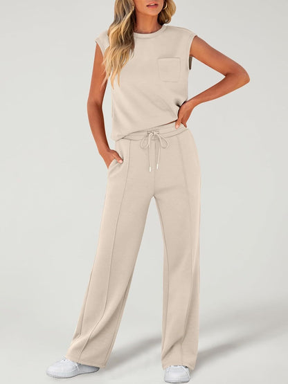 Women 2 Piece Set Sleeveless Sweatsuit Tracksuit