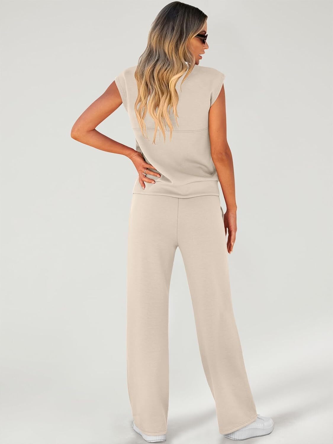 Women 2 Piece Set Sleeveless Sweatsuit Tracksuit